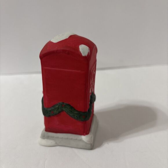 Vintage Christmas Village UK Phone Booth Porcelain Bisque Rex Lee 1990 Dickens - Picture 2 of 6